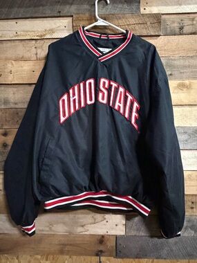 Ohio State Black Pullover Jacket with Red & White Trim